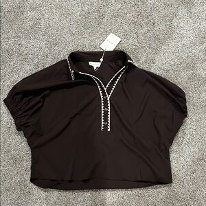 Entro Brown Blouse with White Trim